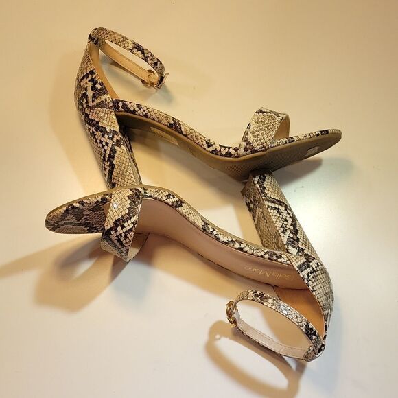 BELLA MARIE SHIRLEY PYTHON ANIMAL PRINT DESIGN BLOCK OPEN TOE ANKLE STRAP SANDAL - Picture 8 of 15